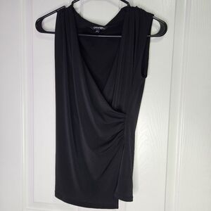 3/$15! Black Sleeveless Wrap Style Top, XS